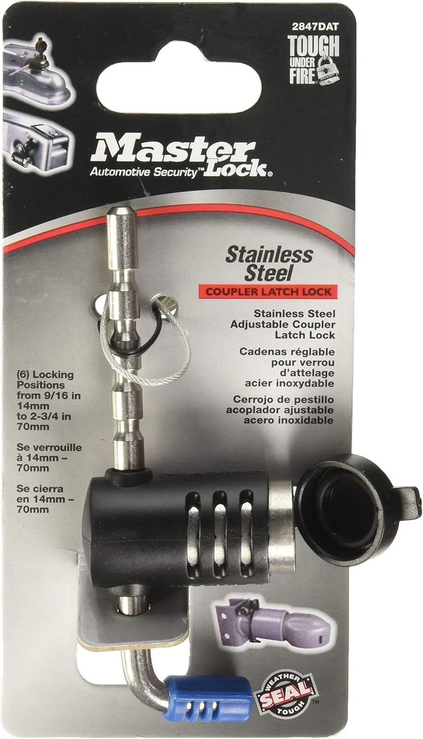 Master Lock 2847DAT Adjustable Stainless Steel Trailer Coupler Lock