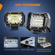 4-Inch 60W LED Work Light Pods with Wiring Harness – 2 Pack