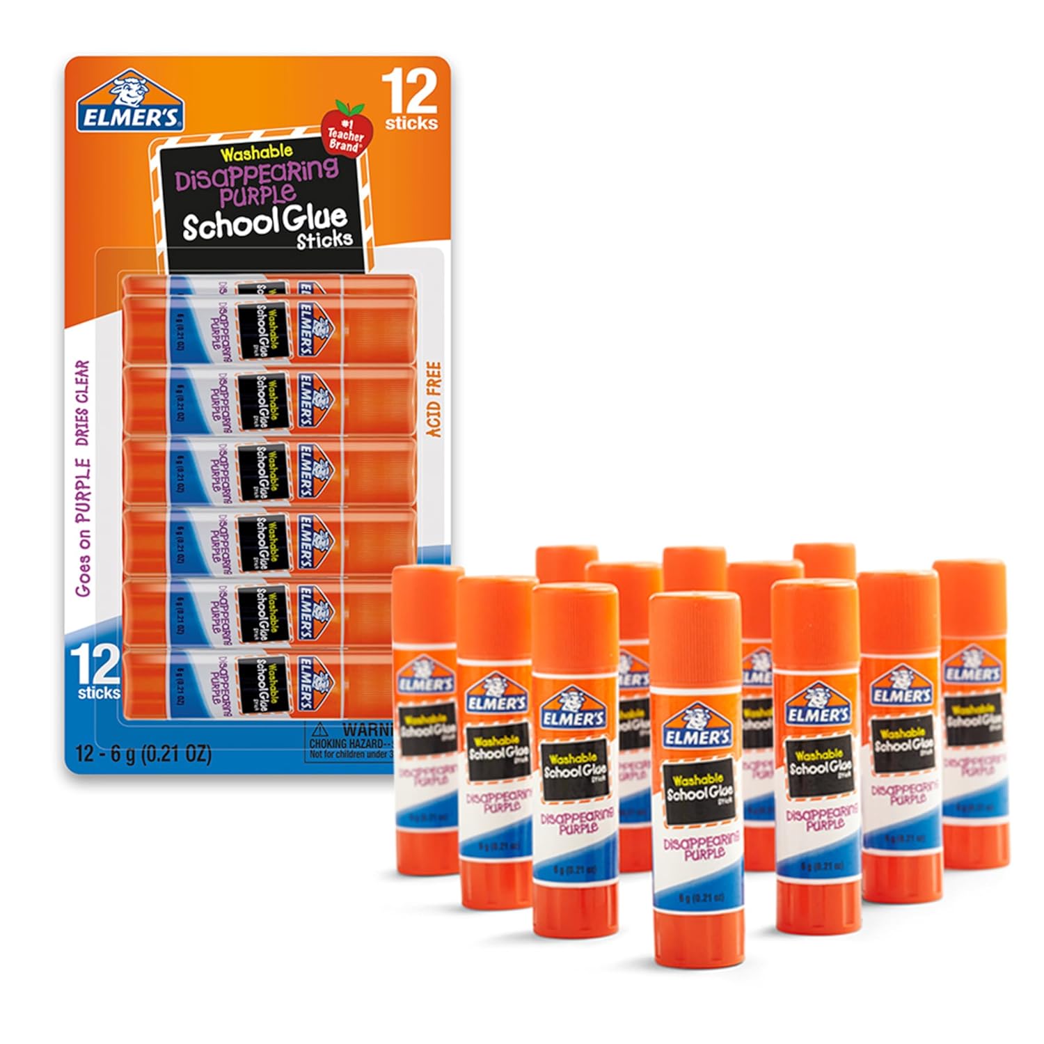Washable Purple Glue Sticks 12 Pack