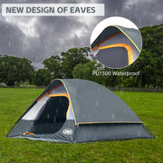 Camping Tent 2–4 Person Waterproof Dome Tent with Rainfly