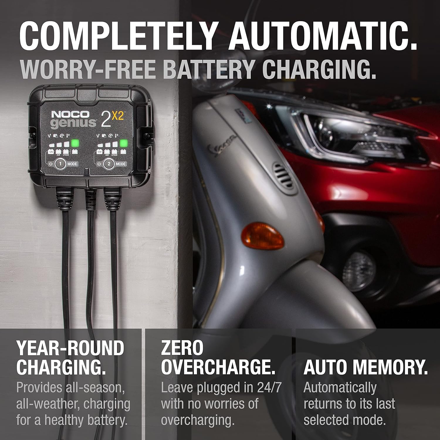 NOCO GENIUS2X2 2-Bank Smart Battery Charger – 4A