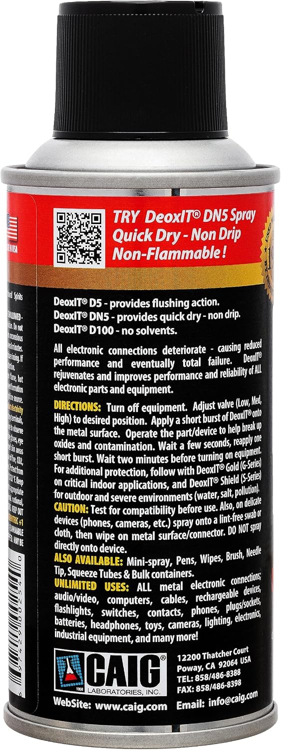 CAIG DeoxIT D5S-6 Contact Cleaner – 5 Oz