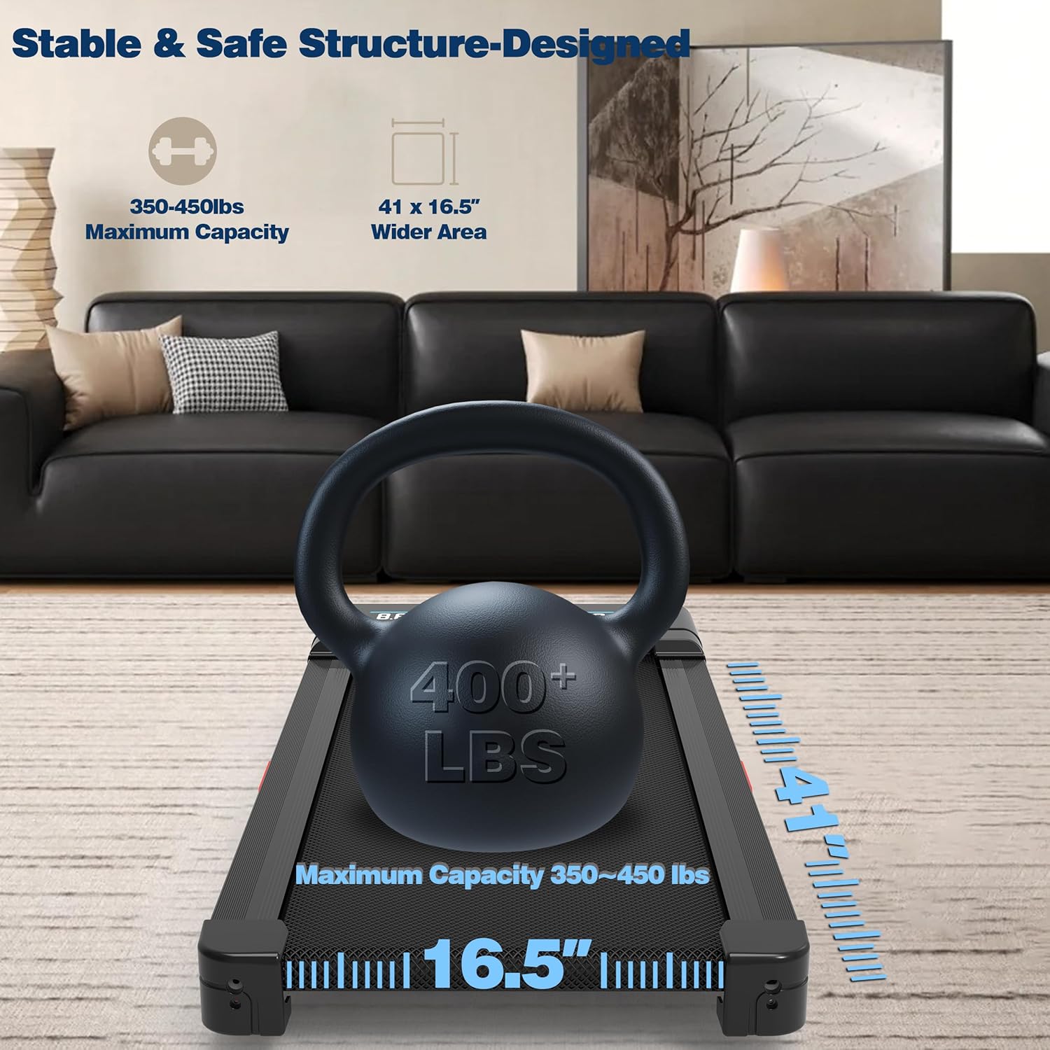 Walking Pad Treadmill with Auto Incline