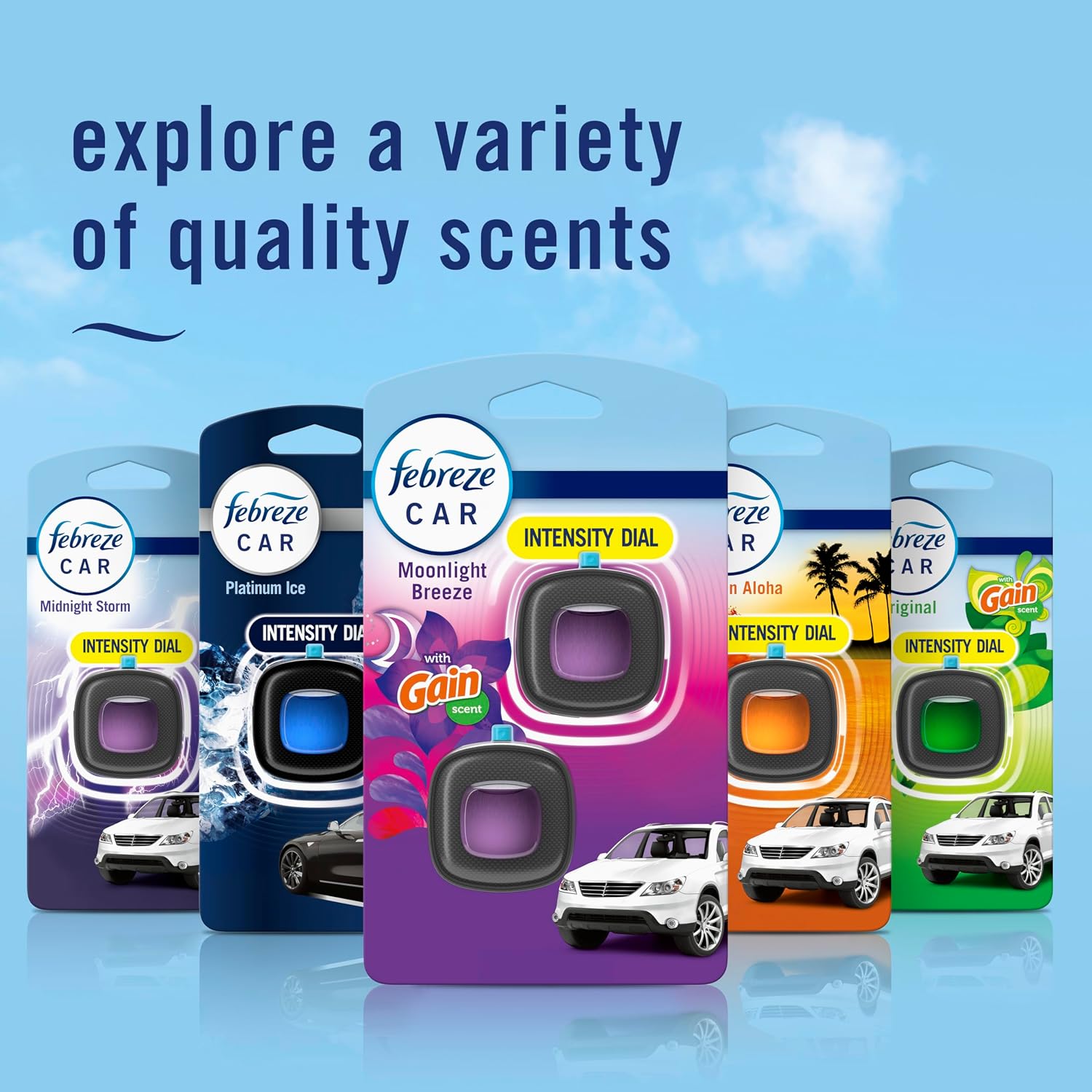 Febreze Car Vent Clips – Gain Moonlight Breeze, 3-Pack + Storage Case