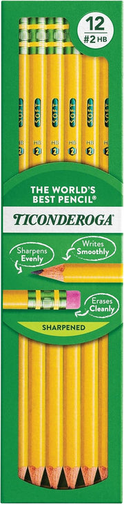 Ticonderoga #2 HB Wood-Cased Pencils, 12 Count