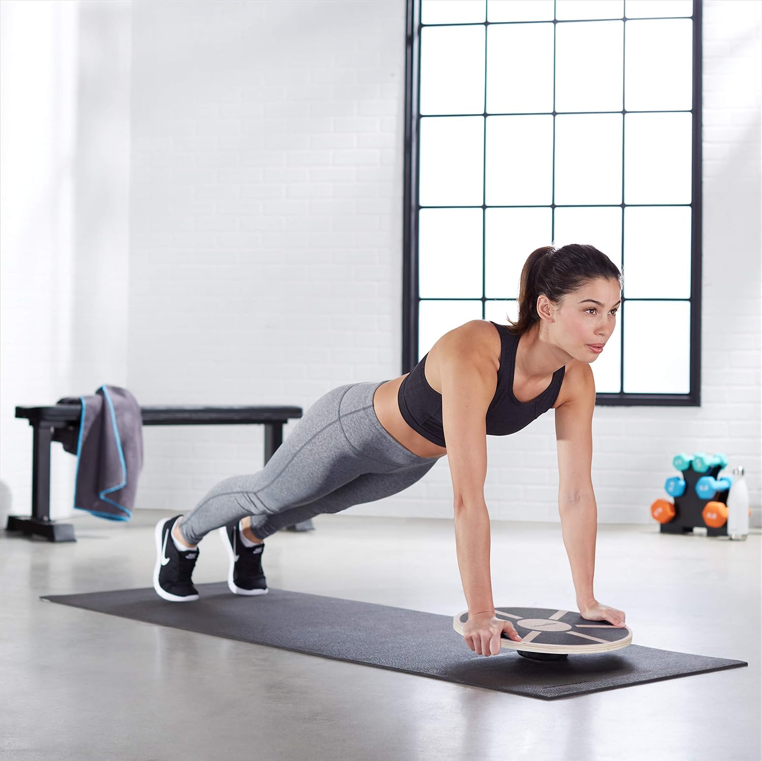 Wood Wobble Balance Trainer Board, Slip Resistant, for Exercise and Core Strength