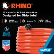 Camco Rhino 25-Ft RV Black Water Clean-Out Hose – 5/8"