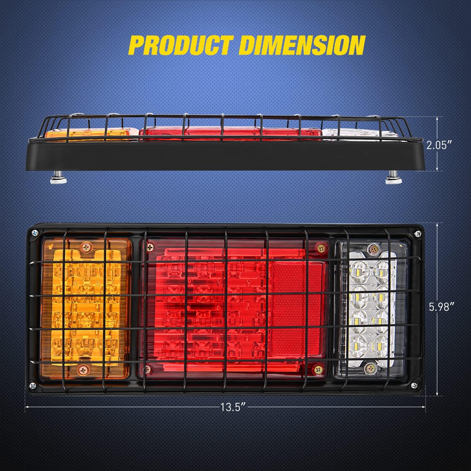 Nilight 40-LED Trailer Tail Light Kit – Red, Amber & White, 2-Pack