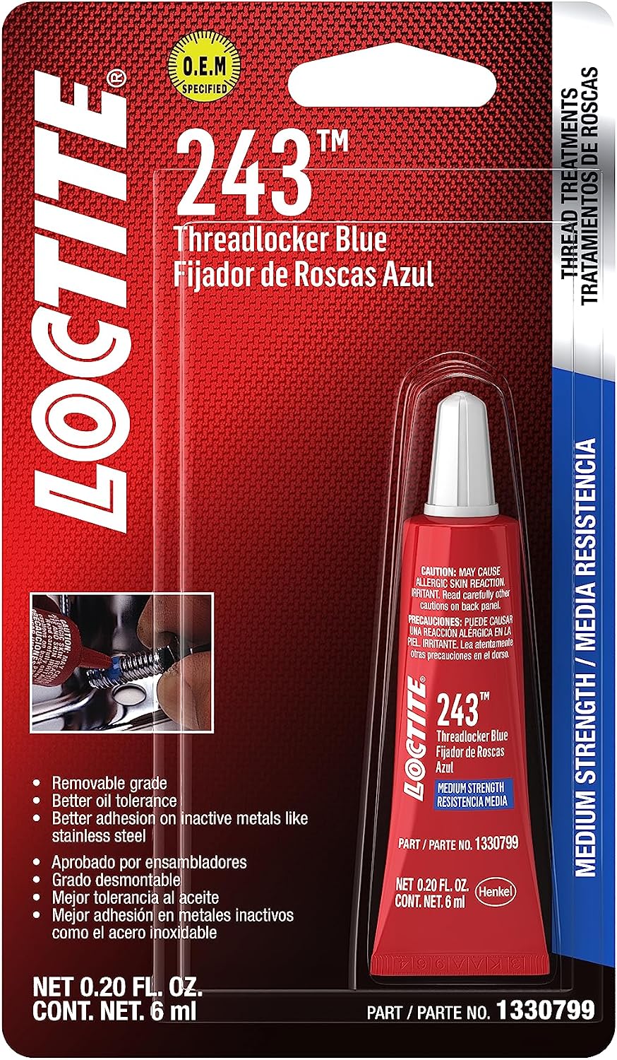 Loctite 243 Blue Oil-Resistant Threadlocker – 6 ml