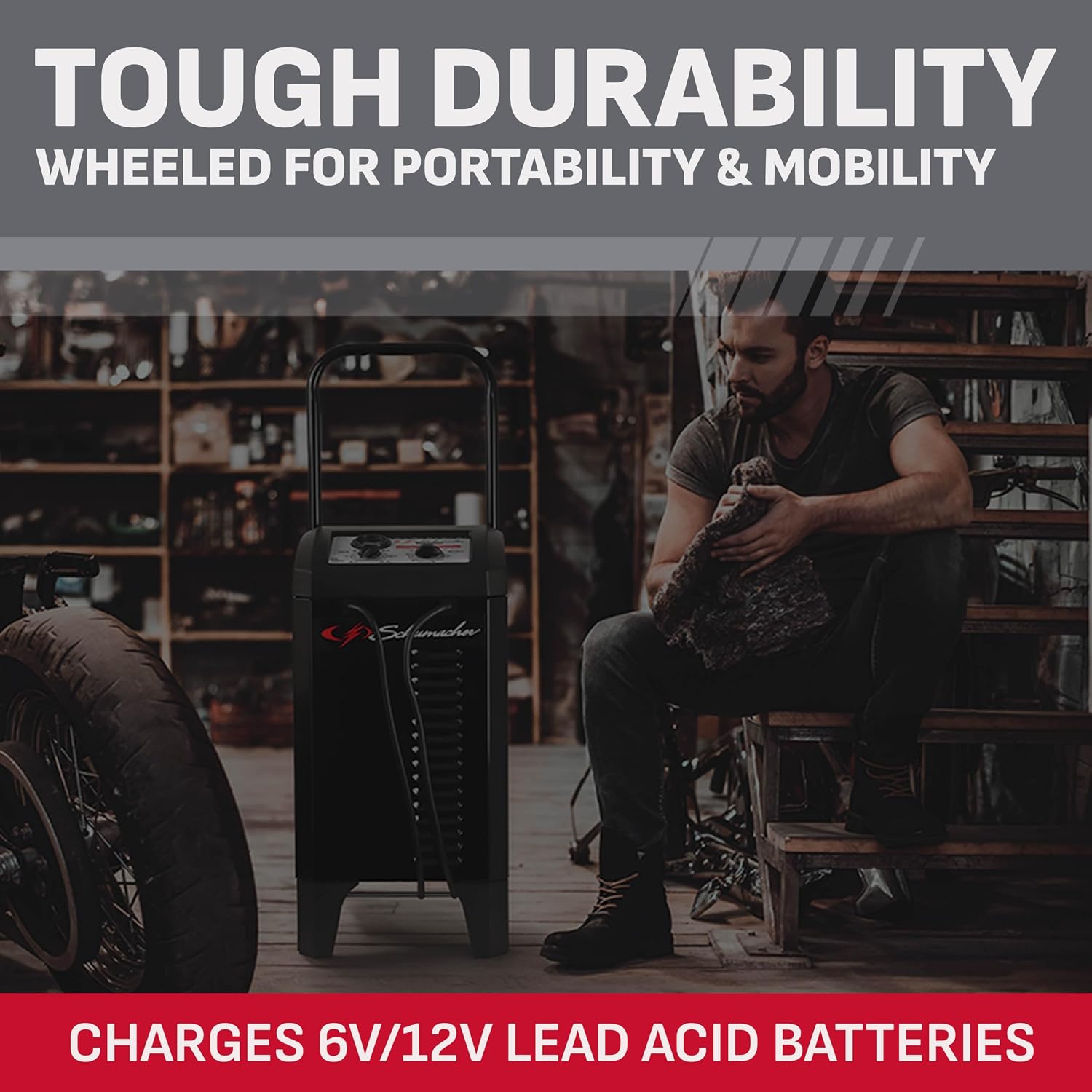 Wheeled 10A Car Battery Charger & Maintainer