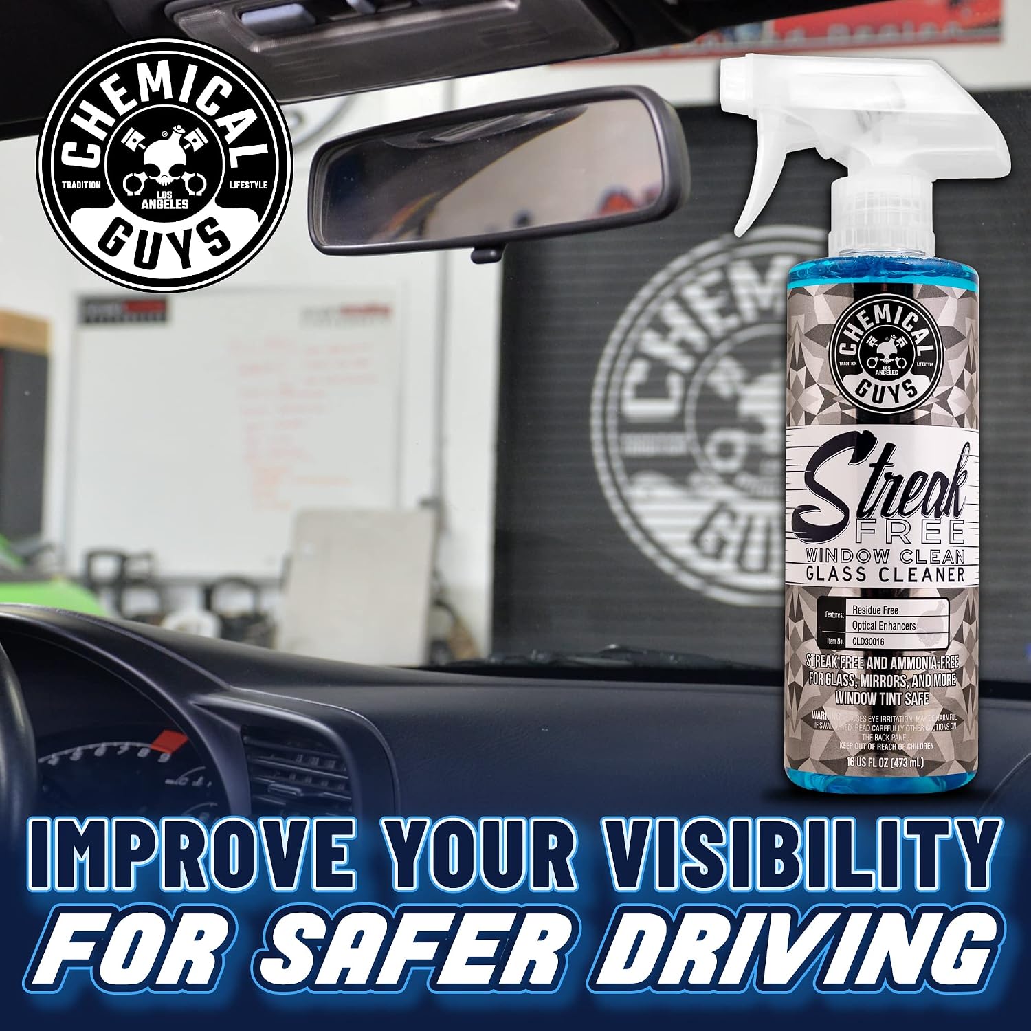 Chemical Guys Streak-Free Glass & Window Cleaner – 16 Oz