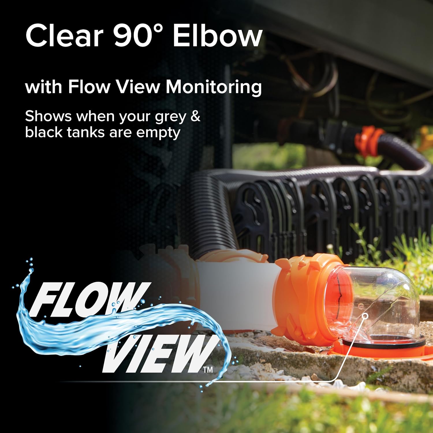 Clear RV Sewer Hose Elbow with 4-in-1 Adapter