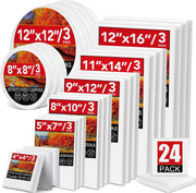 24-Piece Assorted Painting Canvas Set – Multiple Sizes & Shapes