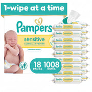 Sensitive Fragrance-Free Baby Wipes – 1008 Count, 18 Flip-Top Packs
