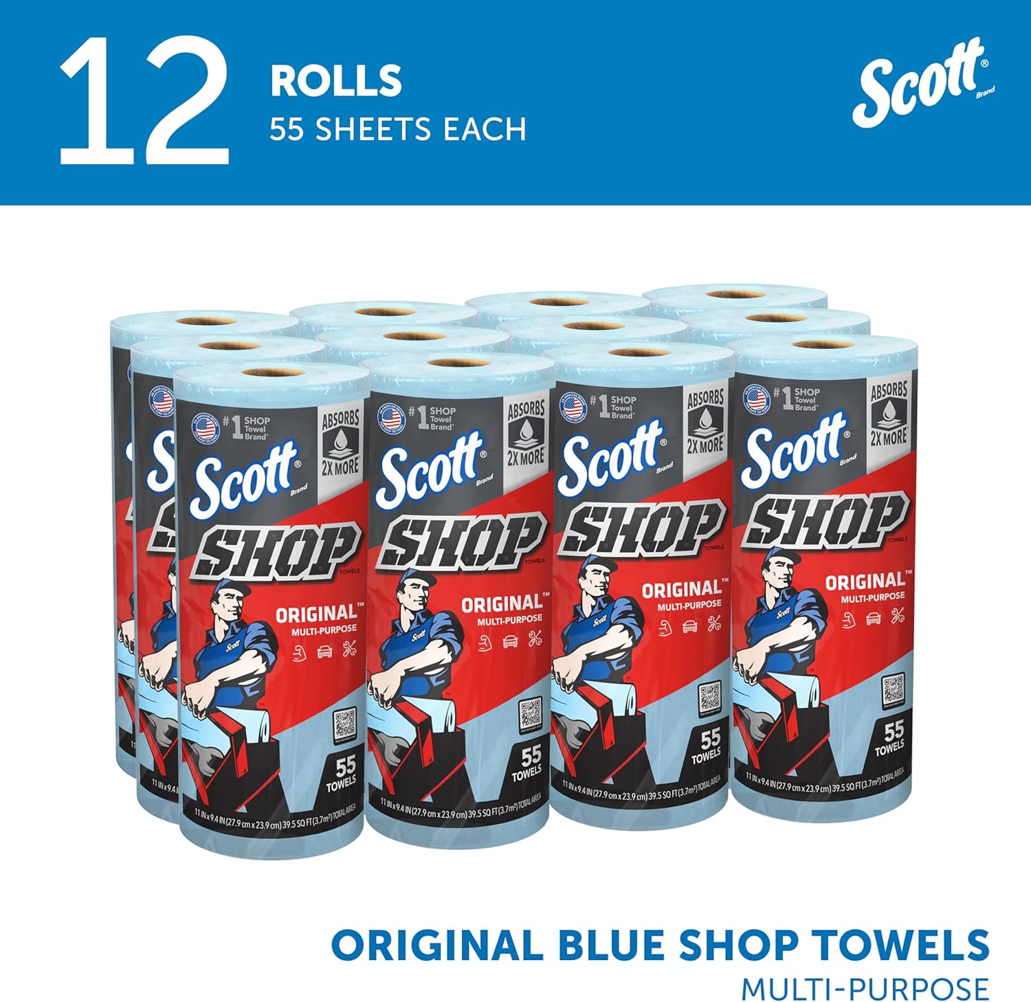 Blue Shop Paper Towels – 12 Rolls