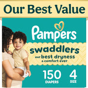 Fragrance-Free Hypoallergenic Baby Diapers – Size 4, 150 Count