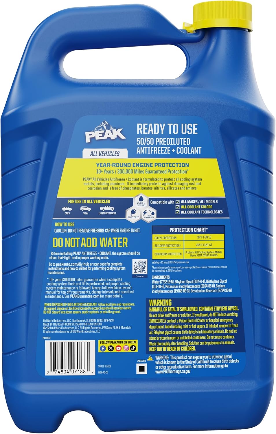 All-Vehicle Yellow 50/50 Prediluted Antifreeze & Coolant – 1 Gallon