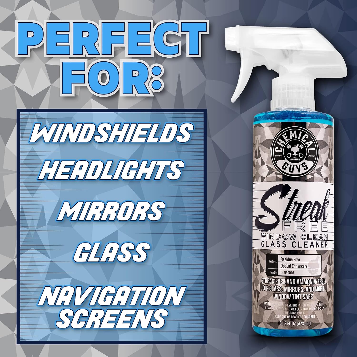 Chemical Guys Streak-Free Glass & Window Cleaner – 16 Oz