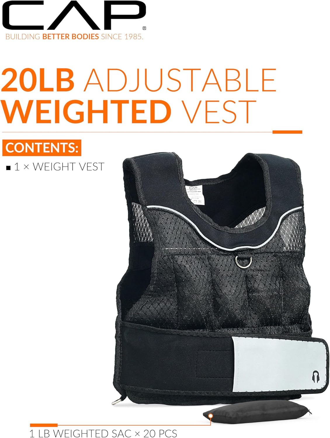CAP Adjustable Weighted Vest for Strength Training & Workouts