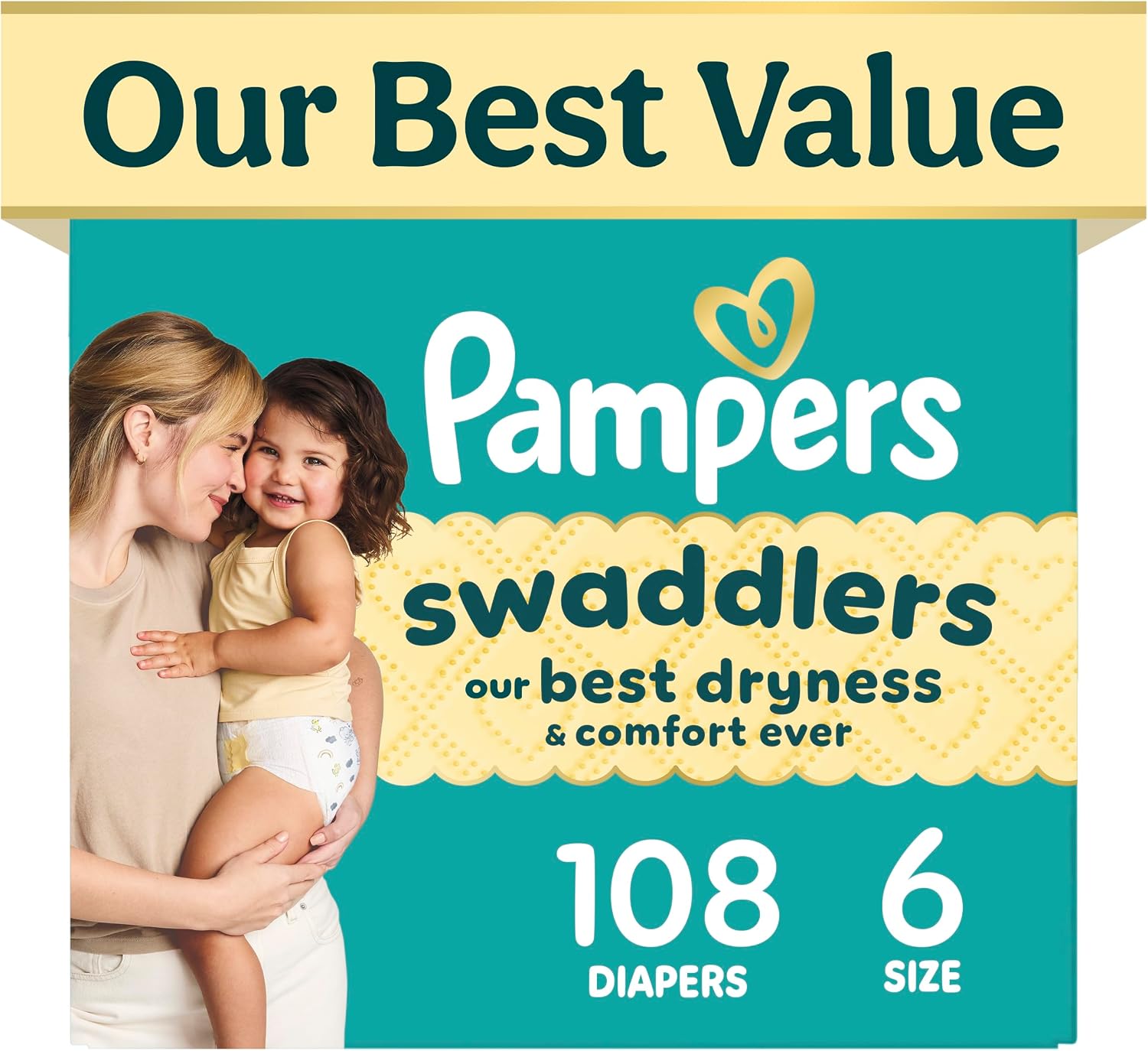 Disposable Baby Diapers – Size 6, 108 Count