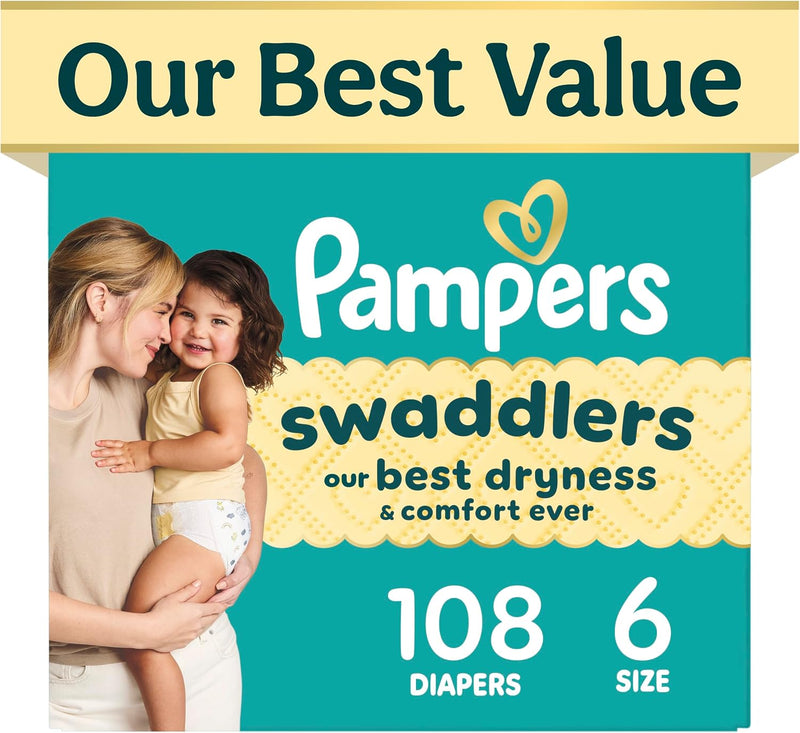 Disposable Baby Diapers – Size 6, 108 Count