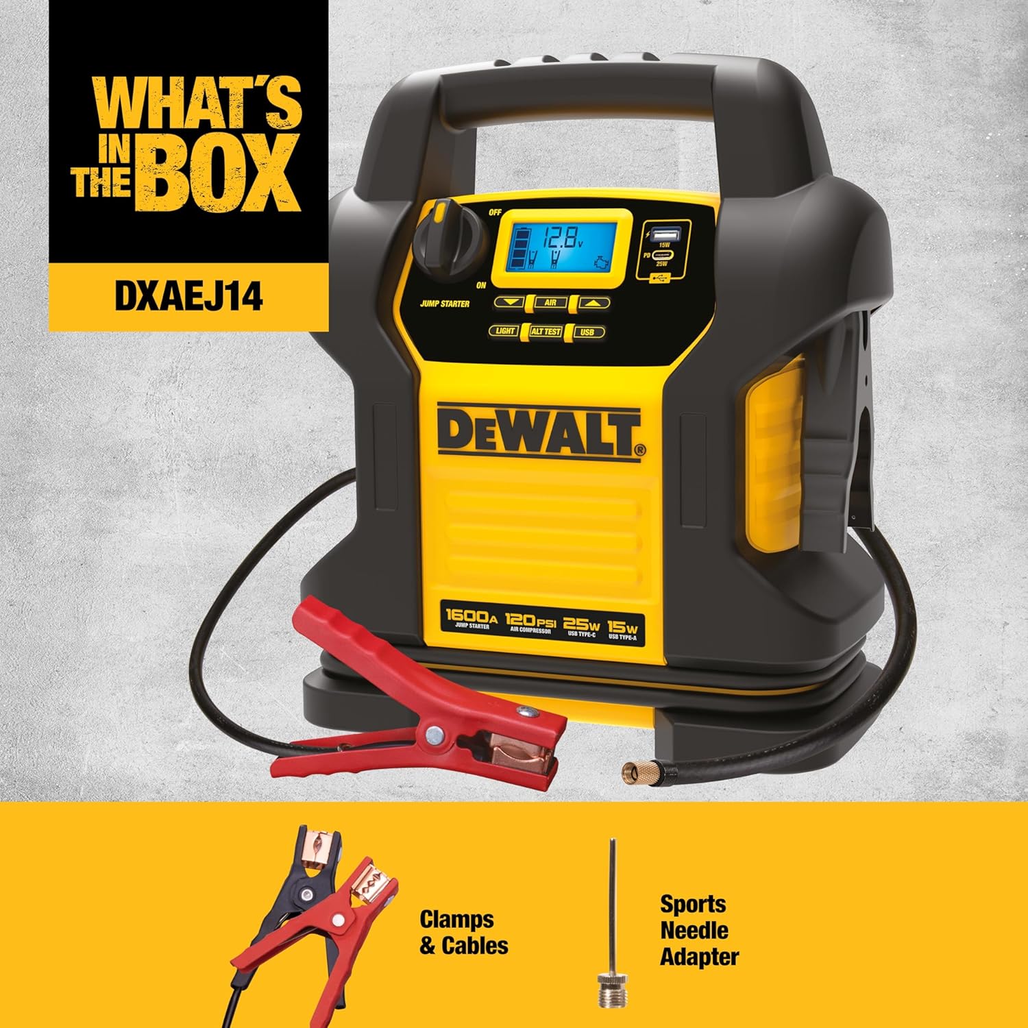 1600-Amp Portable Jump Starter with Air Compressor & USB Power