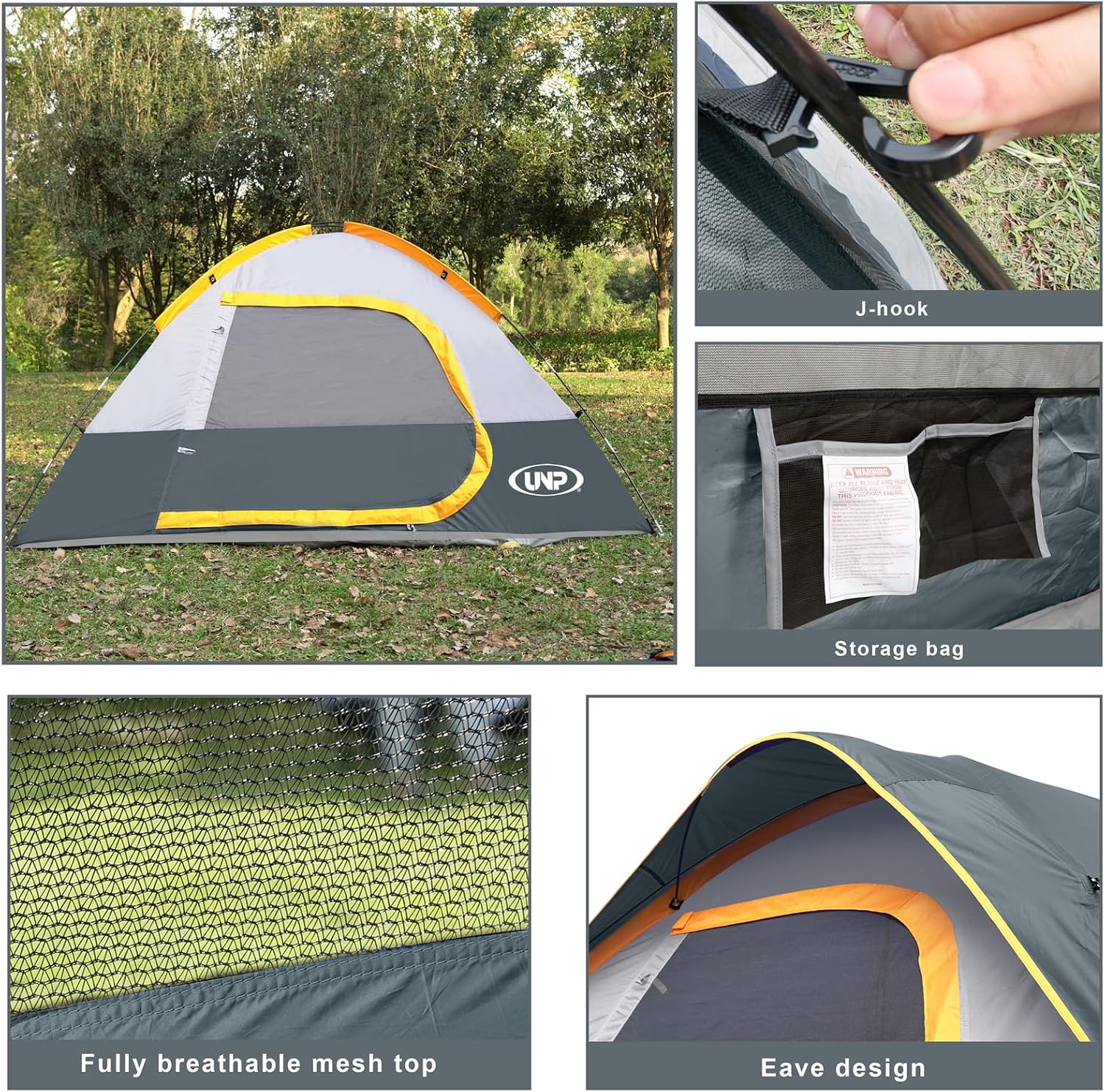 Camping Tent 2–4 Person Waterproof Dome Tent with Rainfly