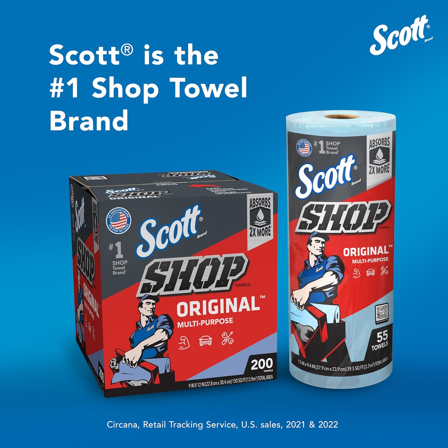 Blue Shop Paper Towels – 12 Rolls