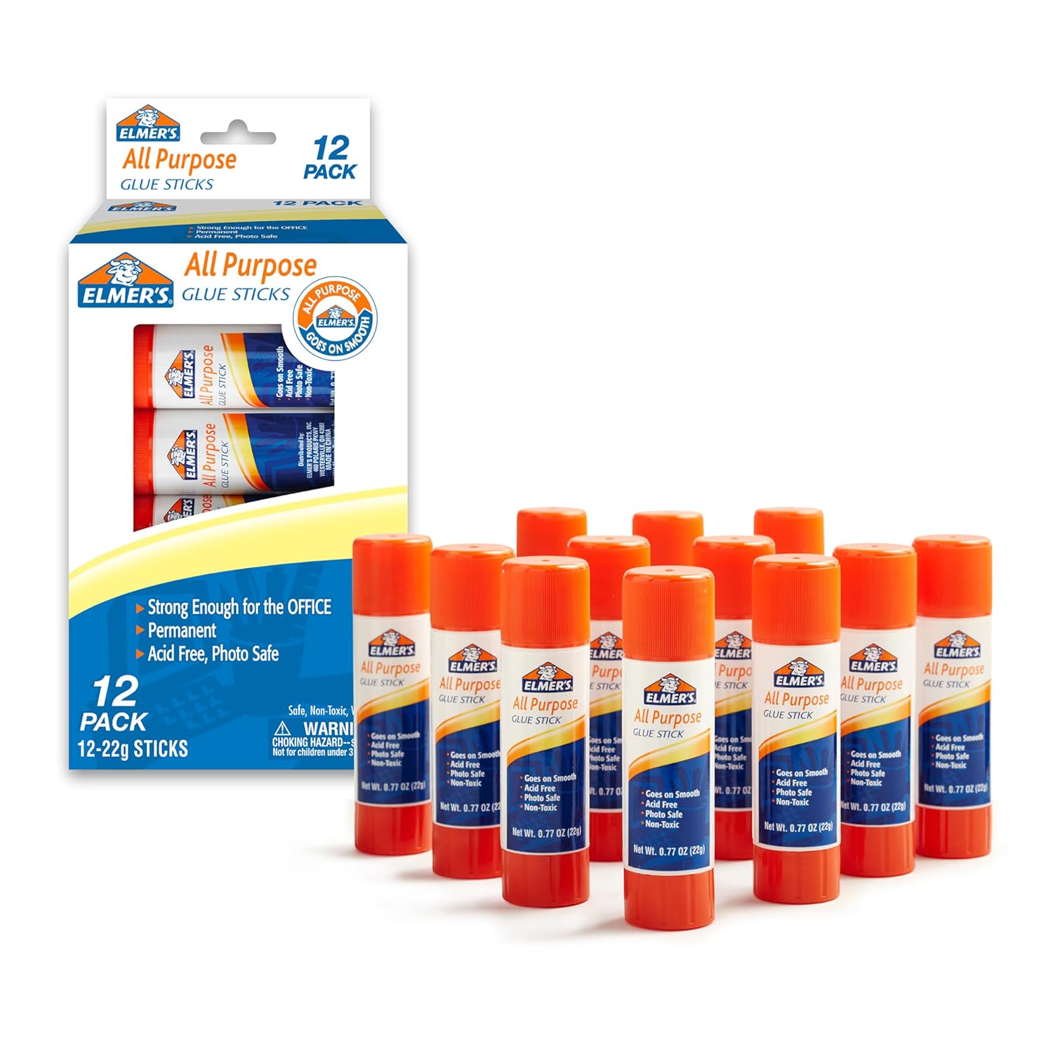 Washable Clear Glue Sticks – 22 g, 12 Pack