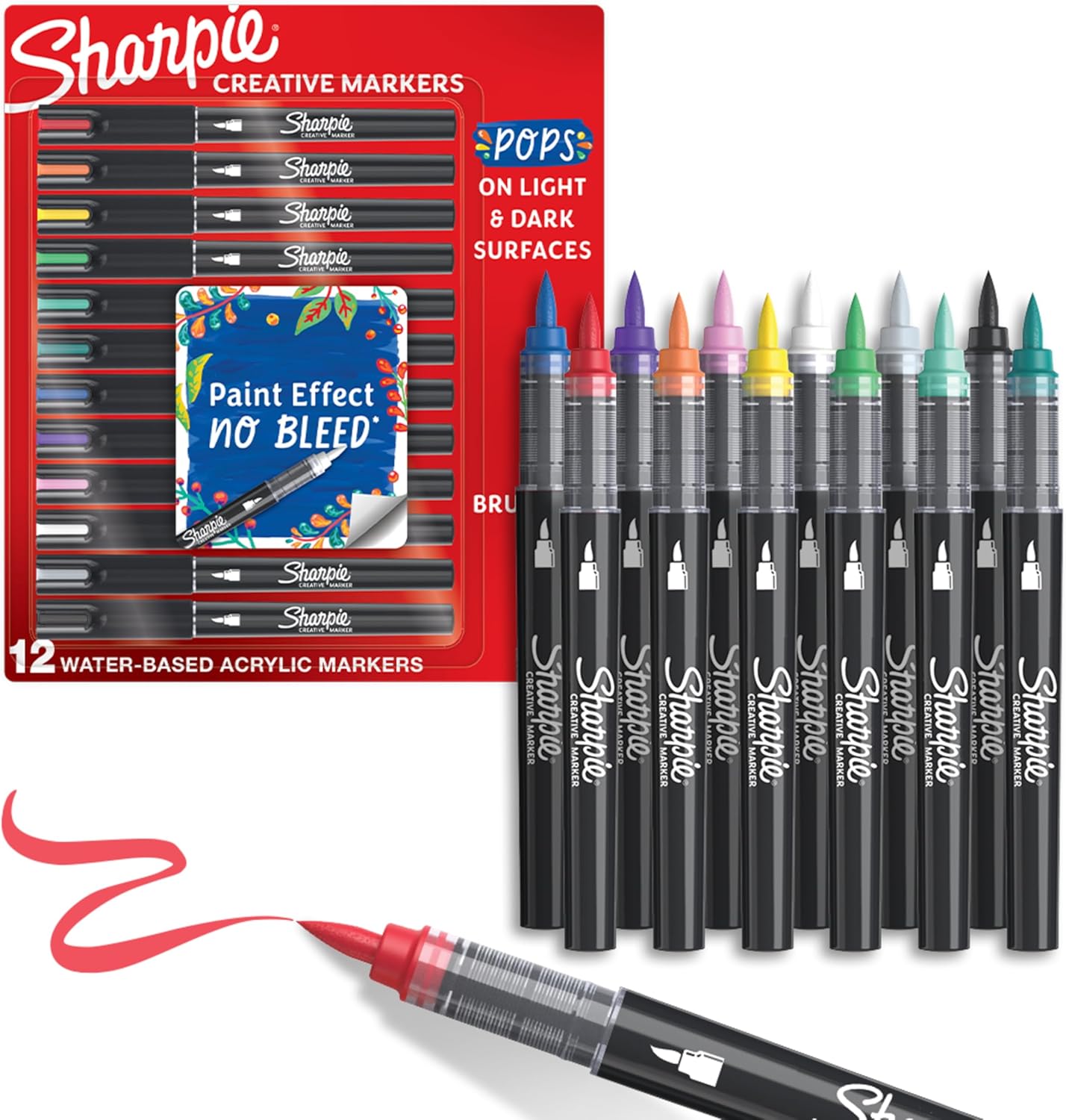 12-Color Acrylic Brush Marker Set
