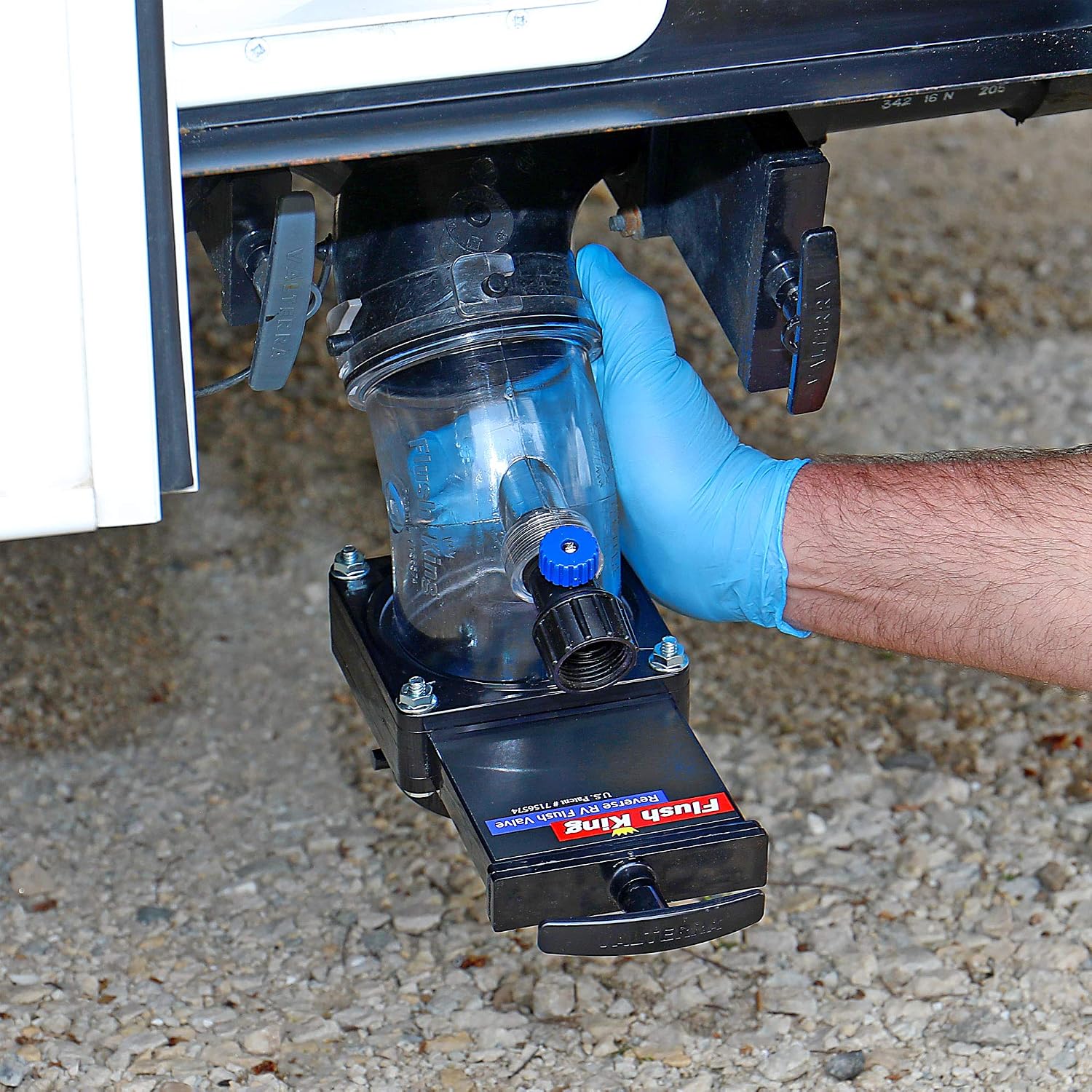 45-Degree RV Reverse Flush Valve with Clear Body