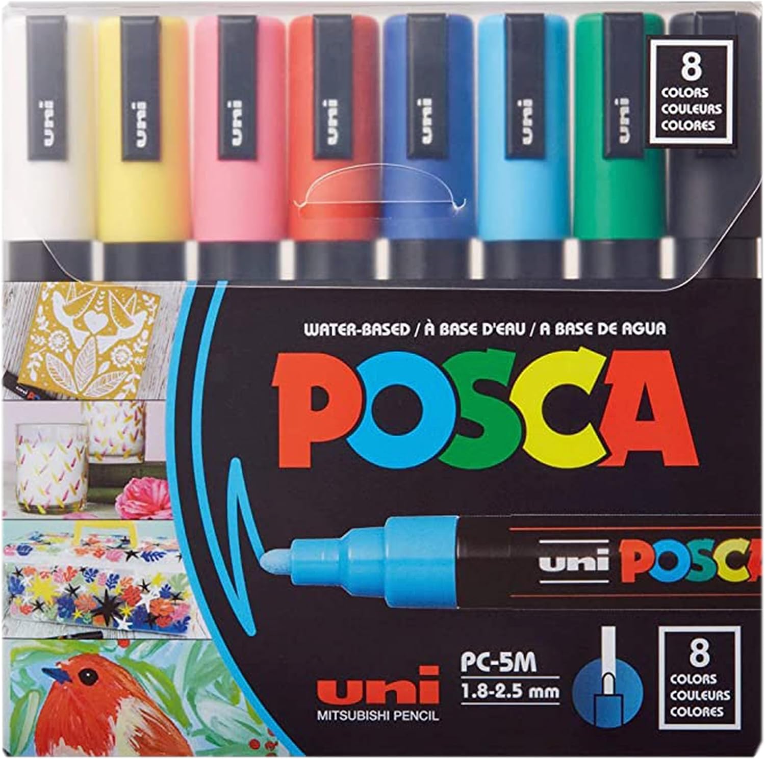 Opaque Paint Marker Set with Reversible Medium Tips – 8 Pack