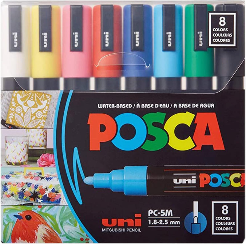 Opaque Paint Marker Set with Reversible Medium Tips – 8 Pack