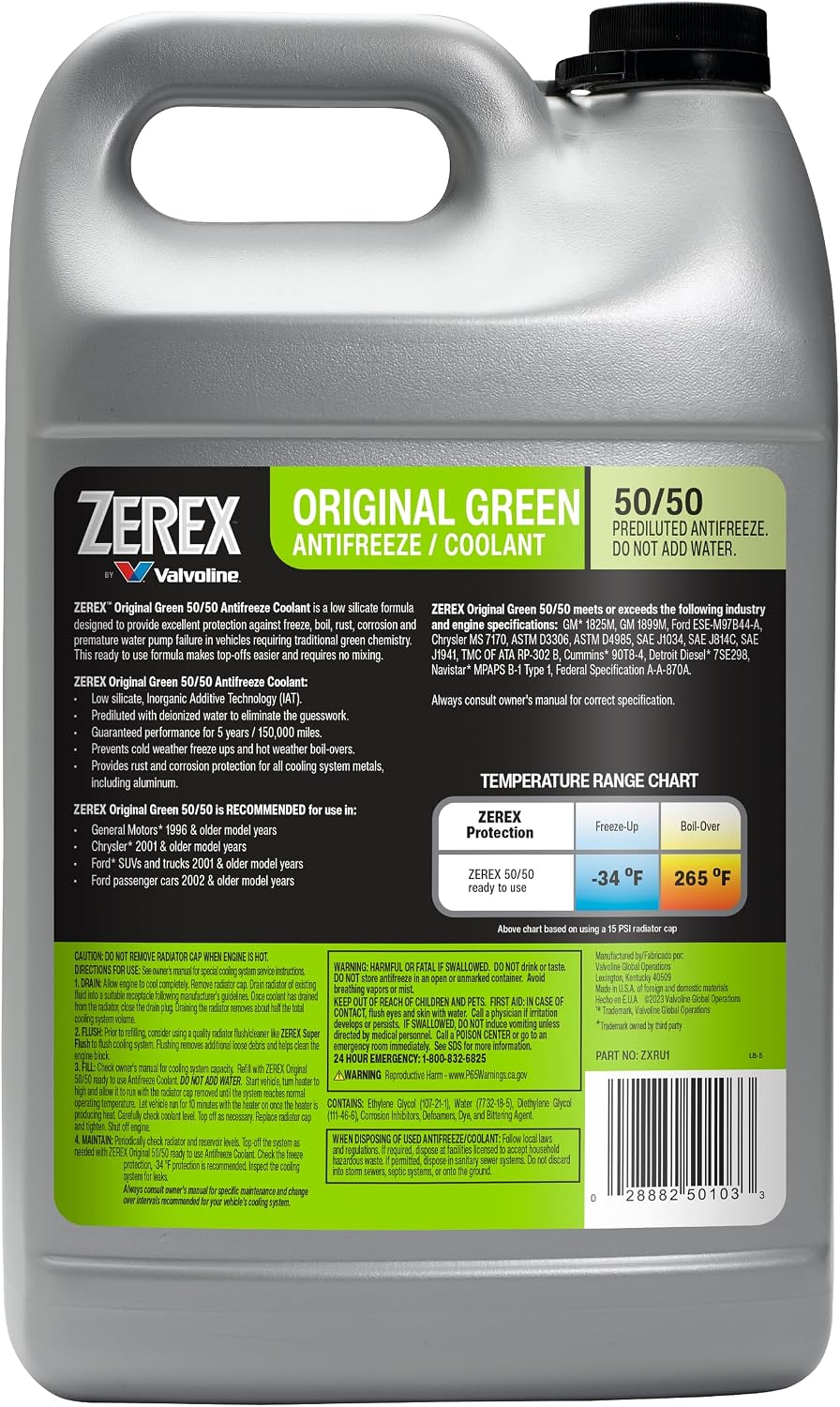 Original Green 50/50 Prediluted Antifreeze & Coolant – 1 Gallon