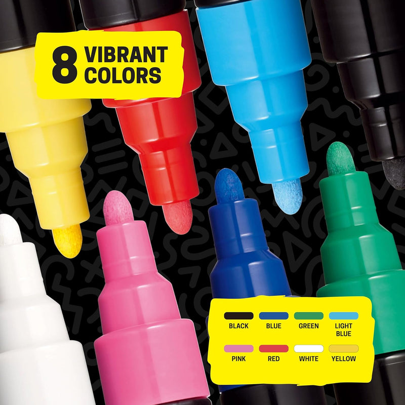 Opaque Paint Marker Set with Reversible Medium Tips – 8 Pack