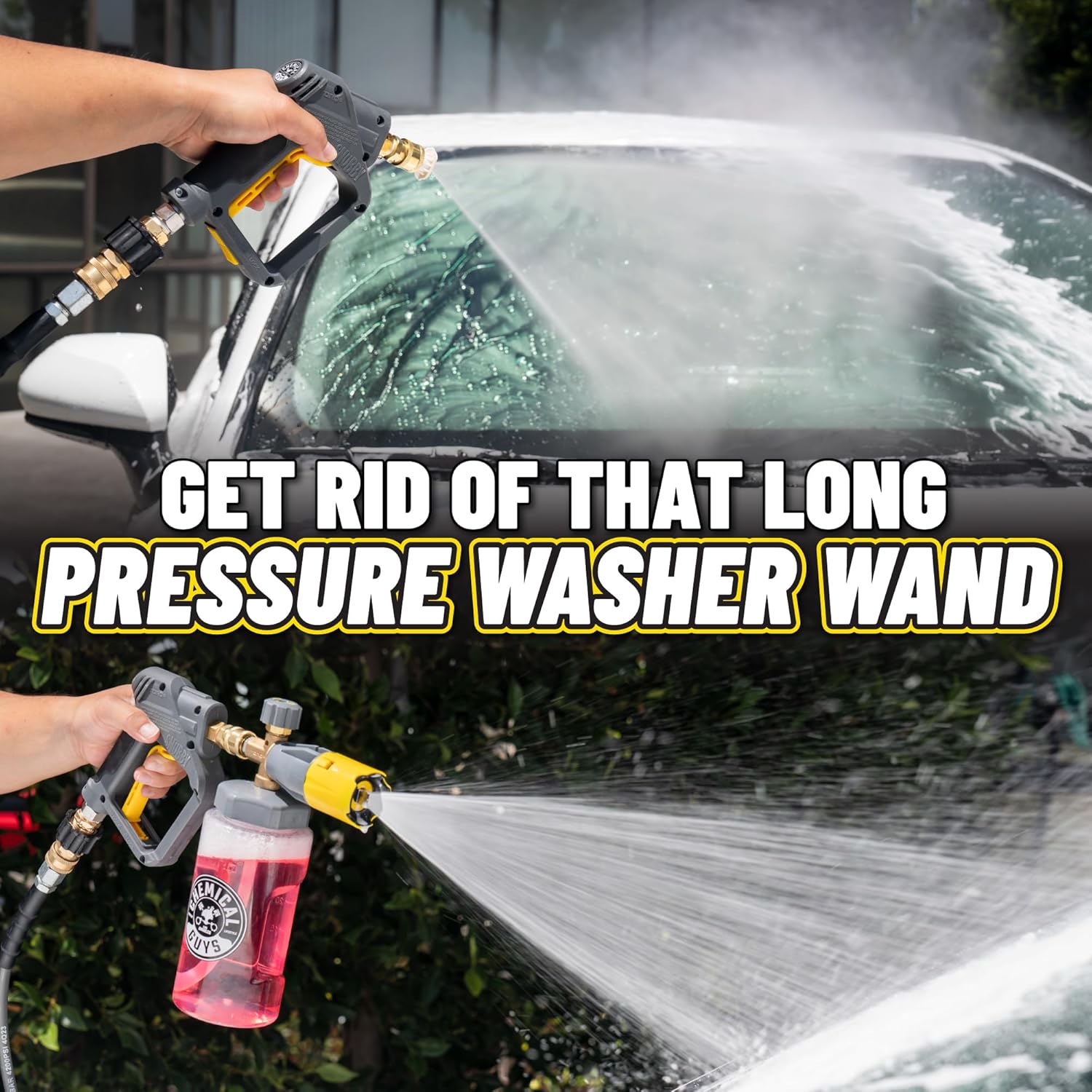 Short Pressure Washer Gun with Foam Cannon Attachment