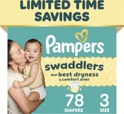 Pampers Swaddlers Diapers Size 3 – 78 Count, Fragrance Free