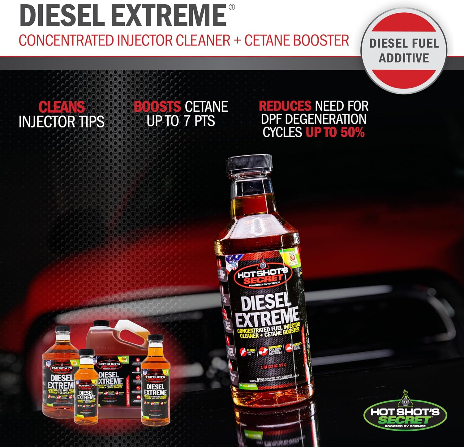 Hot Shot’s Secret Diesel Extreme Fuel Additive – 64 Oz, Treats 160 Gallons