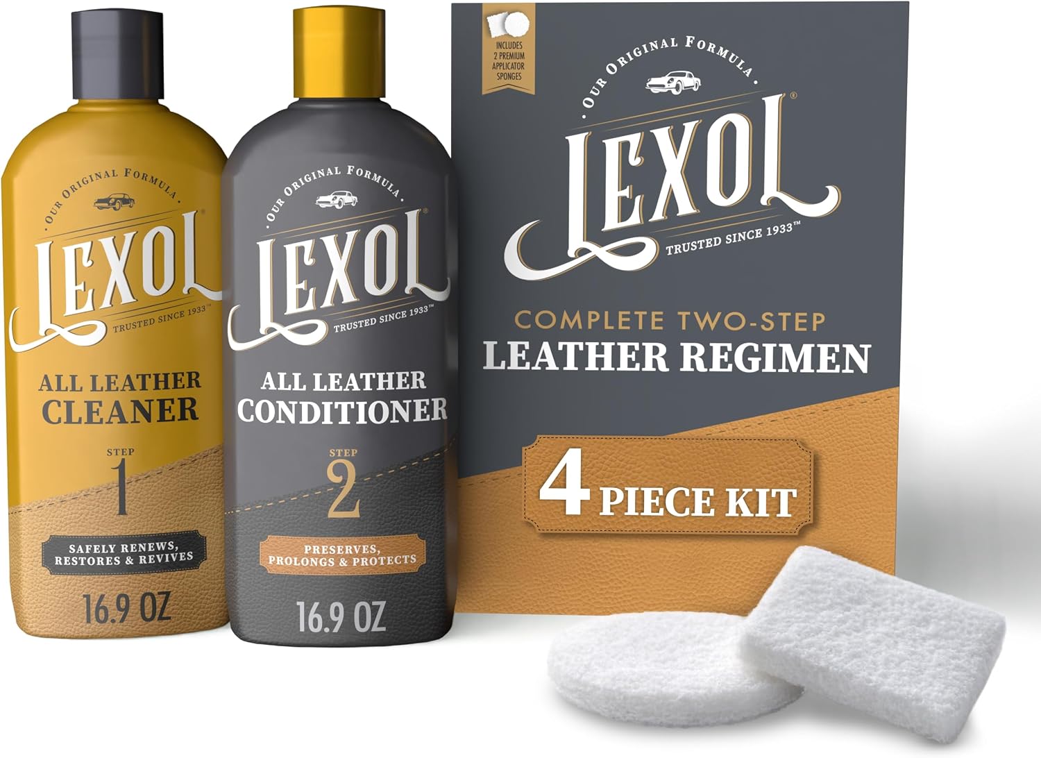 Lexol Leather Cleaner & Conditioner Kit – 2-Step, 16 Oz Each