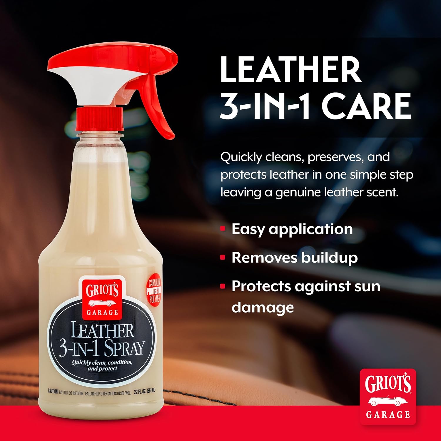 3-in-1 Leather & Vinyl Cleaner Conditioner – 22 oz