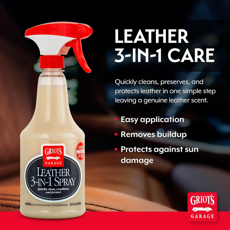3-in-1 Leather & Vinyl Cleaner Conditioner – 22 oz