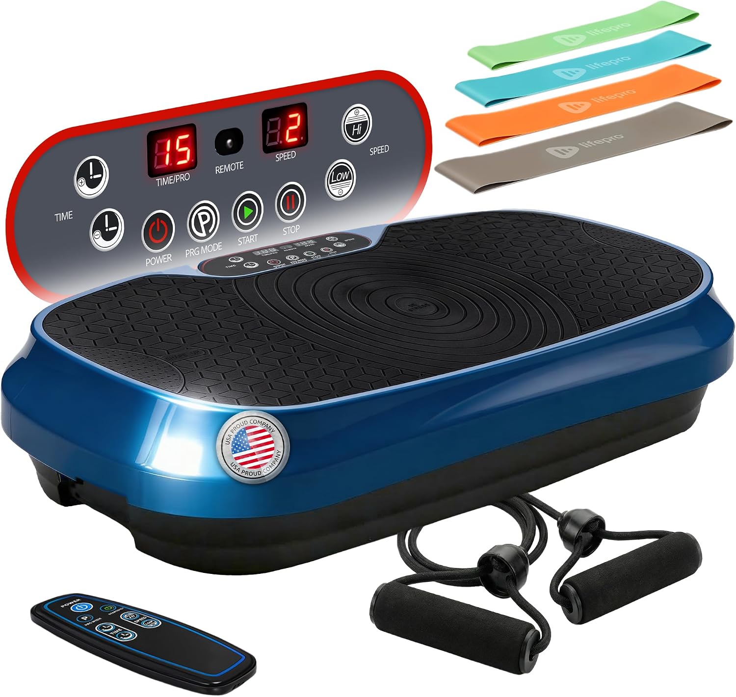 Compact Vibration Plate Exercise Machine with Resistance Bands