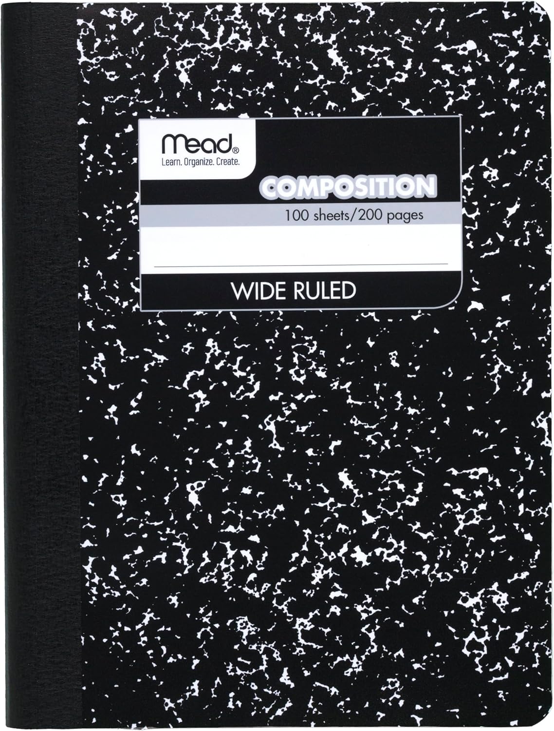 Mead Wide Ruled Composition Notebook, Black Marble, 100 Sheets