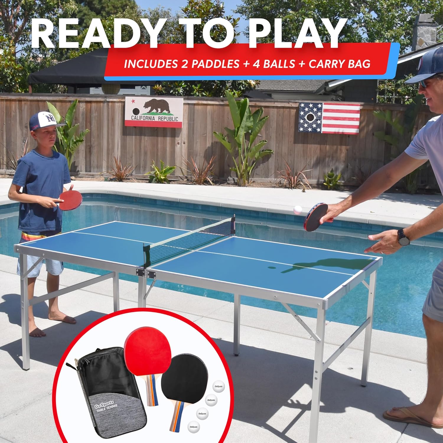 Portable Mid-Size Table Tennis Game Set