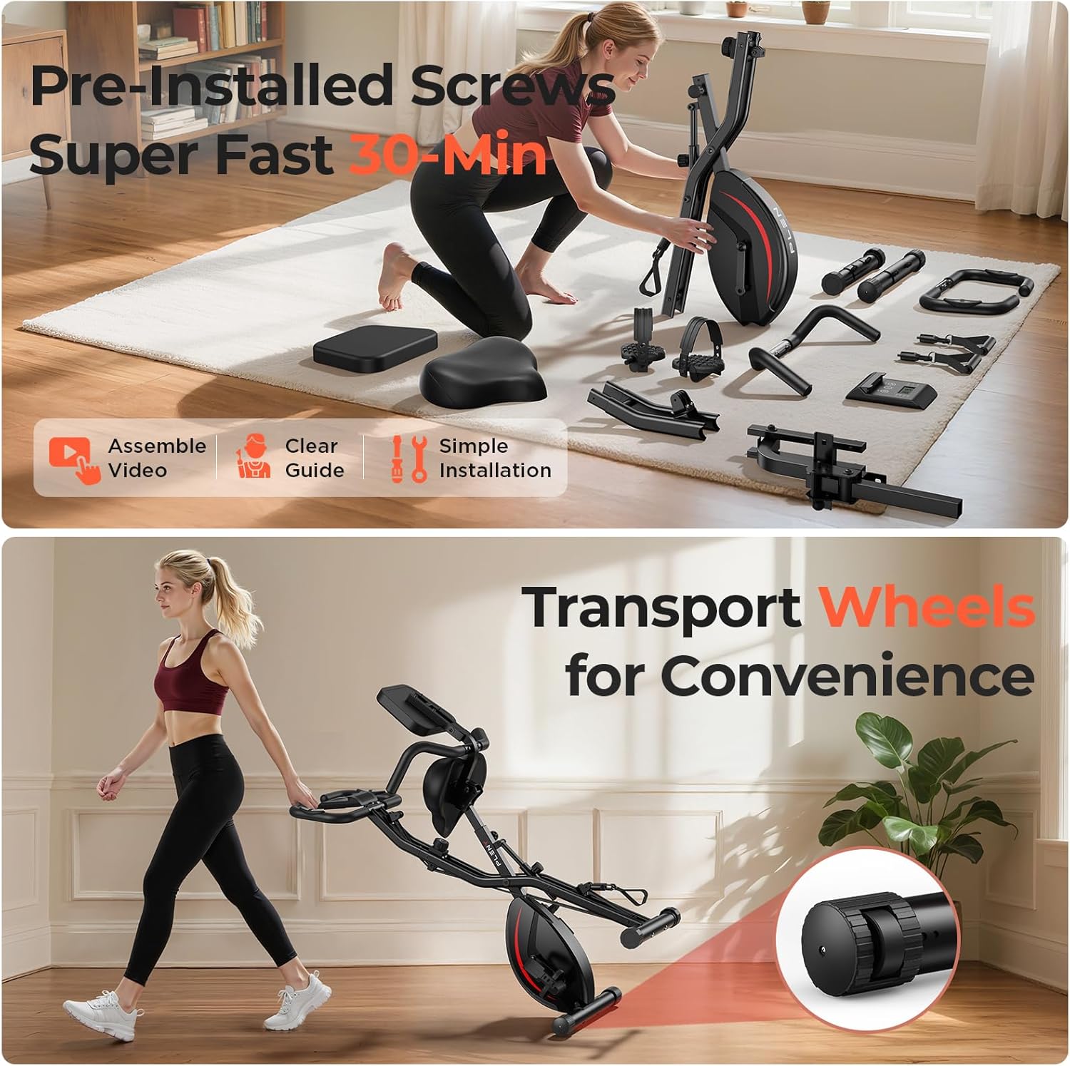 5-in-1 Folding Stationary Exercise Bike