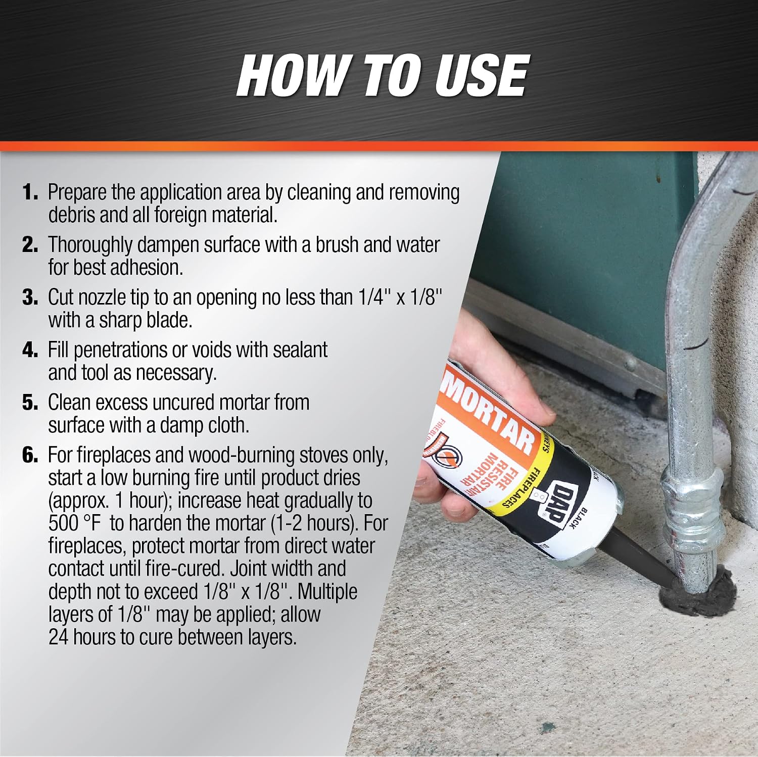 DAP High Heat Fire Resistant Mortar, 10 oz