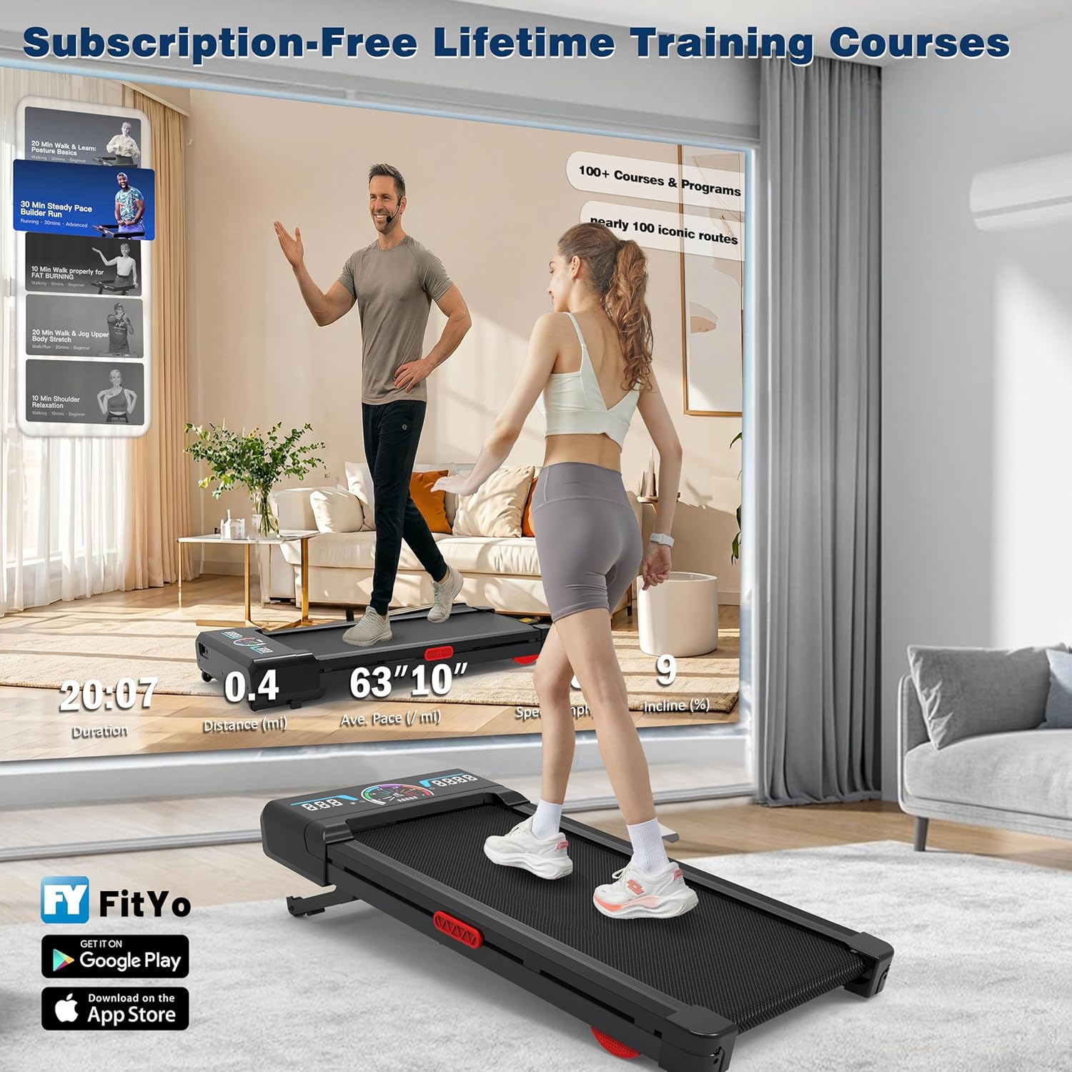 Walking Pad Treadmill with Auto Incline