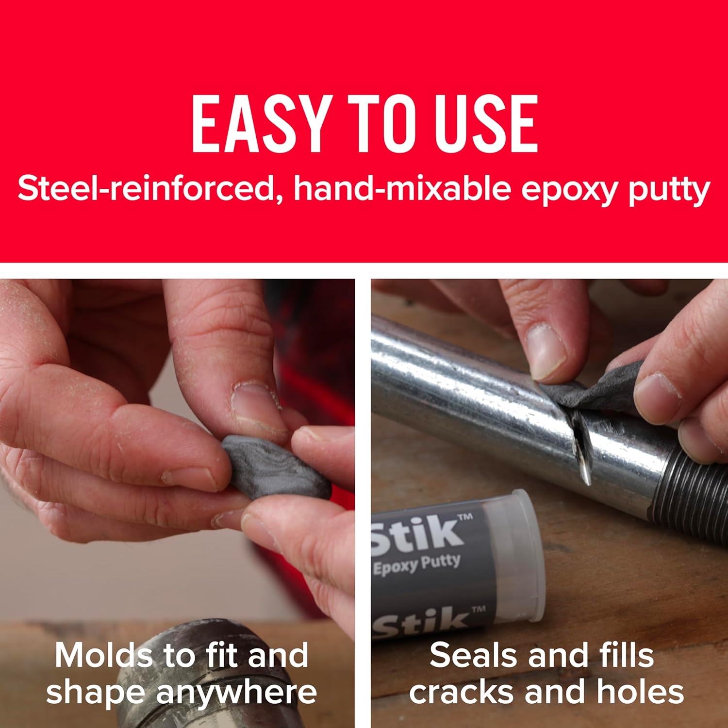 Steel Reinforced Epoxy Putty Stick – 2 Pack, Dark Grey