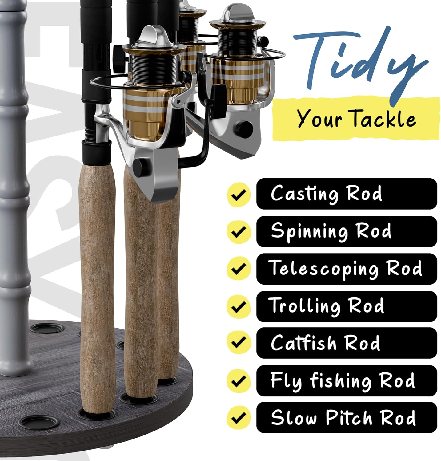 16-Rod Fishing Rod Storage Rack