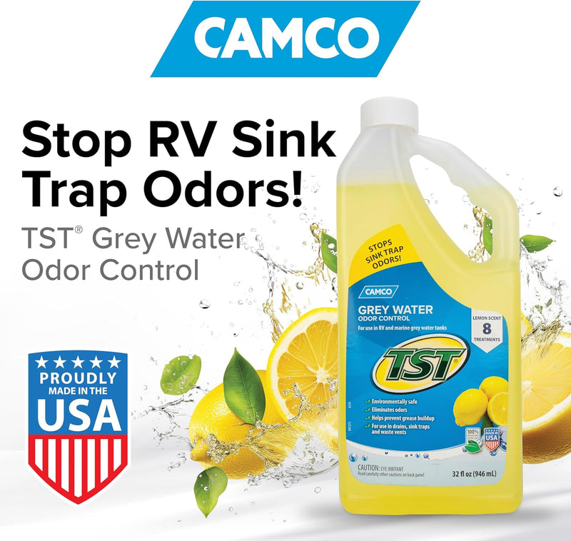 Camco TST RV Grey Water Odor Control – Lemon Scent, 32 Oz